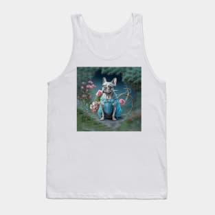 French Bulldog in Pretty Blue Dress Tank Top